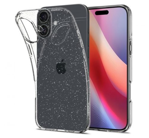 Spigen Liquid Crystal Glitter Apple iPhone 16 Crystal Quartz tok, átlátszó