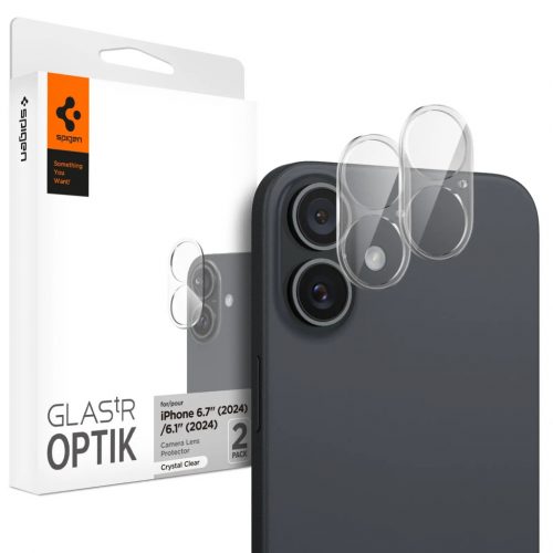 Spigen Glas.tR EZ Fit Optik Apple iPhone 16 Plus / 16 Tempered kameravédő fólia,  Crystal Clear/átlátszó (2db)