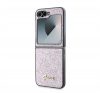 Guess PC/TPU Glitter Flakes Metal Logo Samsung Galaxy Z Flip6 hátlap tok, rózsaszín