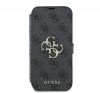 Guess 4G Metal Logo iPhone 16 Plus flip/oldalra nyíló tok, fekete GUBKP16M4GMGGR