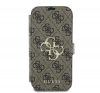 Guess 4G Metal Logo iPhone 16 Pro Max flip/oldalra nyíló tok, barna GUBKP16X4GMGBR