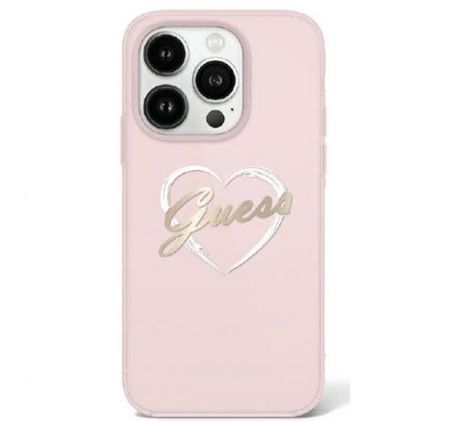 Guess IML Heart iPhone 16 Pro kemény hátlap tok, rózsaszín GUHCP16LHCHGSPP