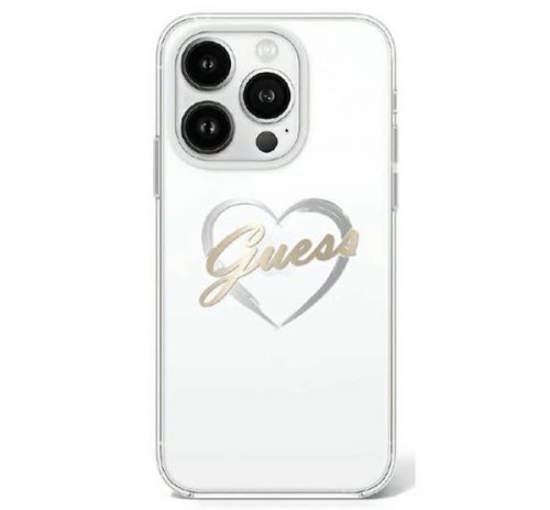 Guess IML Heart iPhone 16 Pro kemény hátlap tok, átlátszó GUHCP16LHCHGSPT