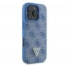 Guess Leather 4G Triangle Strass iPhone 16 Pro kemény hátlap tok, kék GUHCP16LP4TDPB