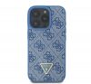 Guess Leather 4G Triangle Strass iPhone 16 Pro kemény hátlap tok, kék GUHCP16LP4TDPB