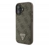 Guess Leather 4G Triangle Strass iPhone 16 Plus kemény hátlap tok, barna GUHCP16MP4TDPW