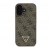 Guess Leather 4G Triangle Strass iPhone 16 Plus kemény hátlap tok, barna GUHCP16MP4TDPW