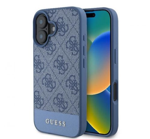 Guess 4G Bottom Stripe iPhone 16 kemény hátlap tok, kék GUHCP16SG4GLBL