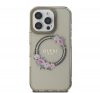 Guess IML Flowers Wreath iPhone 16 Pro MagSafe kemény hátlap tok, fekete GUHMP16LHFWFCK