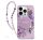 Guess IML Flowers iPhone 16 Plus kemény hátlap tok karpánttal, lila GUHMP16MHFWBRCESU