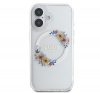 Guess IML Flowers Wreath iPhone 16 Plus MagSafe kemény hátlap tok, átlátszó GUHMP16MHFWFCT