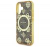 Guess IML Peony On 4G Background iPhone 16 MagSafe kemény hátlap tok, barna GUHMP16SH4PYEEW