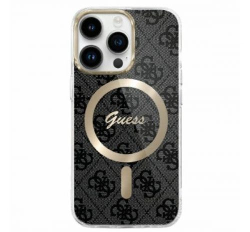 Guess IML 4G MagSafe iPhone 16 MagSafe kemény hátlap tok, fekete GUHMP16SH4STK