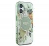 Guess IML Flower & Tonal Circle iPhone 16 kemény hátlap tok, zöld GUHMP16SHFWBDCEN