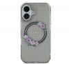 Guess IML Flowers Wreath iPhone 16 MagSafe kemény hátlap tok, fekete GUHMP16SHFWFCK