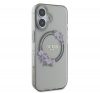 Guess IML Flowers Wreath iPhone 16 MagSafe kemény hátlap tok, fekete GUHMP16SHFWFCK