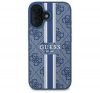 Guess 4G Printed Stripes iPhone 16 MagSafe kemény hátlap tok, kék GUHMP16SP4RPSB