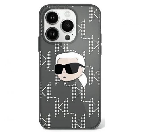 Karl Lagerfeld IML Karl Head Electroplated iPhone 16 Pro Max kemény hátlap tok, fekete KLHCP16XHKLPKHK