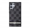 DKNY PU Leather Checkered Pattern and Stripe Samsung Galaxy S24 Ultra hátlap tok, fekete