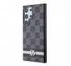 DKNY PU Leather Checkered Pattern and Stripe Samsung Galaxy S24 Ultra hátlap tok, fekete