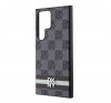 DKNY PU Leather Checkered Pattern and Stripe Samsung Galaxy S24 Ultra hátlap tok, fekete