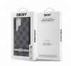 DKNY PU Leather Checkered Pattern and Stripe Samsung Galaxy S24 Ultra hátlap tok, fekete