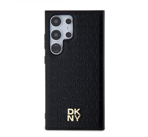 DKNY PU Leather Repeat Pattern Stack Logo Magsafe Samsung Galaxy S24 Ultra hátlap tok, fekete