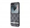 DKNY PU Leather Checkered Pattern and Stripe Samsung Galaxy Z Flip6 hátlap tok, fekete