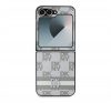 DKNY PU Leather Checkered Pattern and Stripe Samsung Galaxy Z Flip6 hátlap tok, bézs