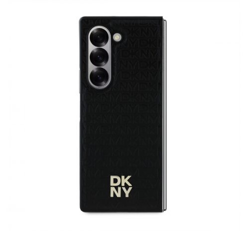 DKNY PU Leather Repeat Pattern Stack Logo MagSafe Samsung Galaxy Z Fold6 hátlap tok, fekete