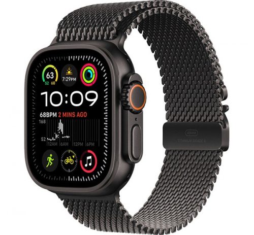 Apple Watch Ultra 2 GPS + Cellular, 49mm, fekete titántok, fekete titán milánói szíj, M