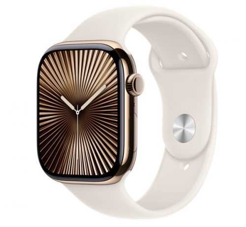 Apple Watch S10 Cellular arany titántok, csillagfény sportszíjjal, 46mm, S/M