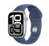 Apple Watch S10 GPS ezüst alumíniumtok, Denim Sport szíjjal, 42mm, S/M