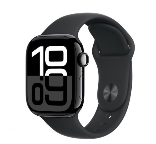 Apple Watch S10 GPS kozmoszfekete alumíniumtok, fekete sportszíjjal, 42mm, S/M