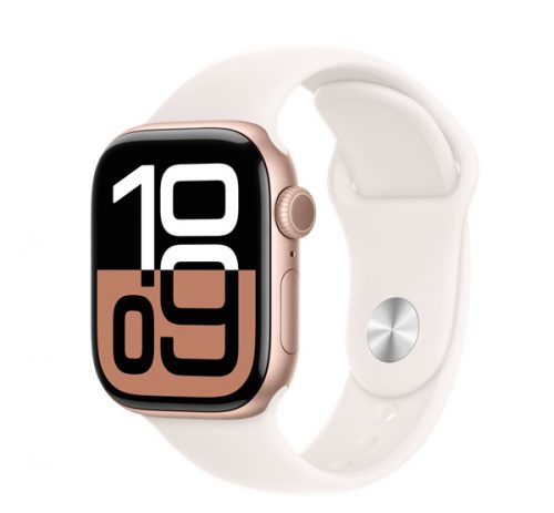 Apple Watch S10 GPS rozéarany alumíniumtok, lágy rózsaszín sportszíjjal, 42mm, S/M