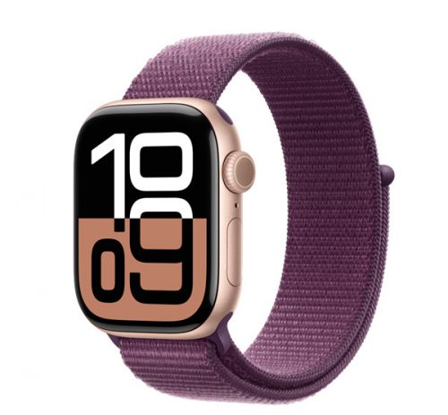 Apple Watch S10 GPS rozéarany alumíniumtok, szilva sportpánttal, 42mm