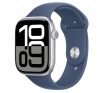 Apple Watch S10 GPS ezüst alumíniumtok, Denim Sport szíjjal, 46mm, M/L