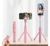 Prémium selfie bot, 19 - 70 cm, forgatható, exponáló gombbal, bluetooth-os, v4.0, tripod, R1, rózsaszín