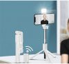 Prémium selfie bot, 19 - 70 cm, forgatható, exponáló gombbal, bluetooth-os, v4.0, tripod, világítással, R1S, fehér