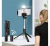 Prémium selfie bot, 19 - 70 cm, forgatható, exponáló gombbal, bluetooth-os, v4.0, tripod, világítással, R1S, fekete