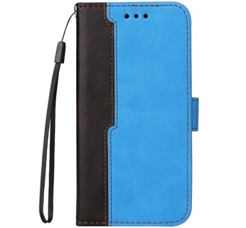 Apple Wooze Colour Wallet iPhone 16 Plus oldalra nyíló tok, stand, kártyatartóval, kézpánttal, kék