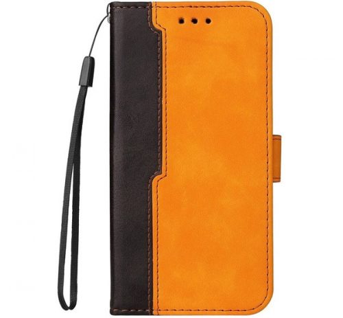 Apple Wooze Colour Wallet iPhone 16 oldalra nyíló tok, stand, kártyatartóval, kézpánttal, narancssárga