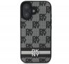 DKNY Checkered Pattern & Printed Stripes iPhone 16  hátlap tok, fekete DKHCP16SPCPTSSK