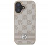 DKNY Checkered Pattern & Printed Stripes iPhone 16 hátlap tok, rózsaszín DKHCP16SPCPTSSP