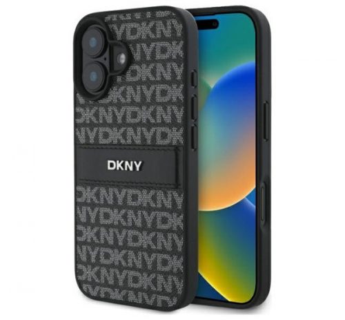 DKNY Texture Pattern Tonal Stripe iPhone 16 hátlap tok, fekete DKHCP16SPRTHSLK