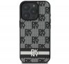 DKNY Checkered Pattern & Printed Stripes iPhone 16 Pro Max hátlap tok, fekete DKHCP16XPCPTSSK