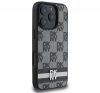 DKNY Checkered Pattern & Printed Stripes iPhone 16 Pro Max hátlap tok, fekete DKHCP16XPCPTSSK