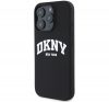 DKNY Silicone White Printed Logo iPhone 16 Pro MagSafe hátlap tok, fekete DKHMP16LSNYACH