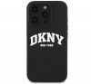 DKNY Silicone White Printed Logo iPhone 16 Pro MagSafe hátlap tok, fekete DKHMP16LSNYACH