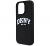 DKNY Silicone White Printed Logo iPhone 16 Pro MagSafe hátlap tok, fekete DKHMP16LSNYACH